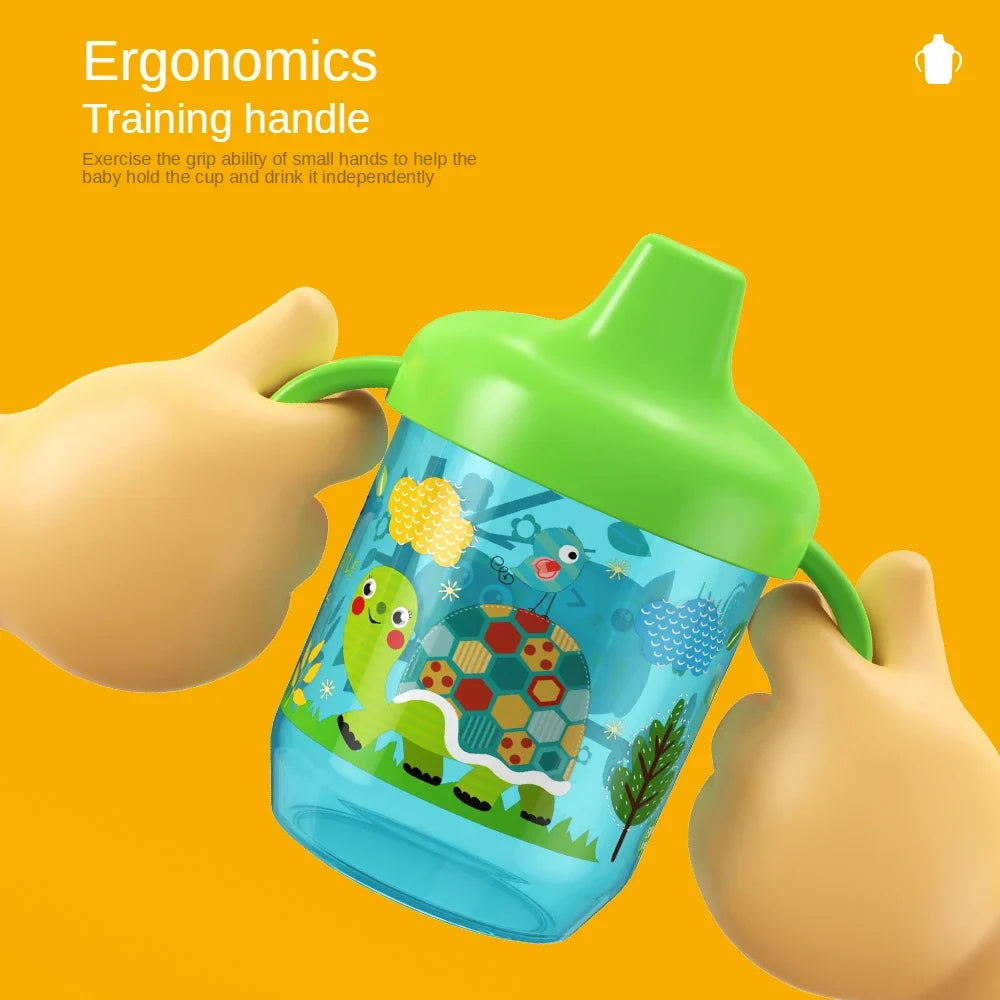 Cute Duckbill Baby Learning Drinking Cup with Double Handles, Flip Lid, BPA-Free, Leakproof Infants Water Bottle (270ml/9oz)