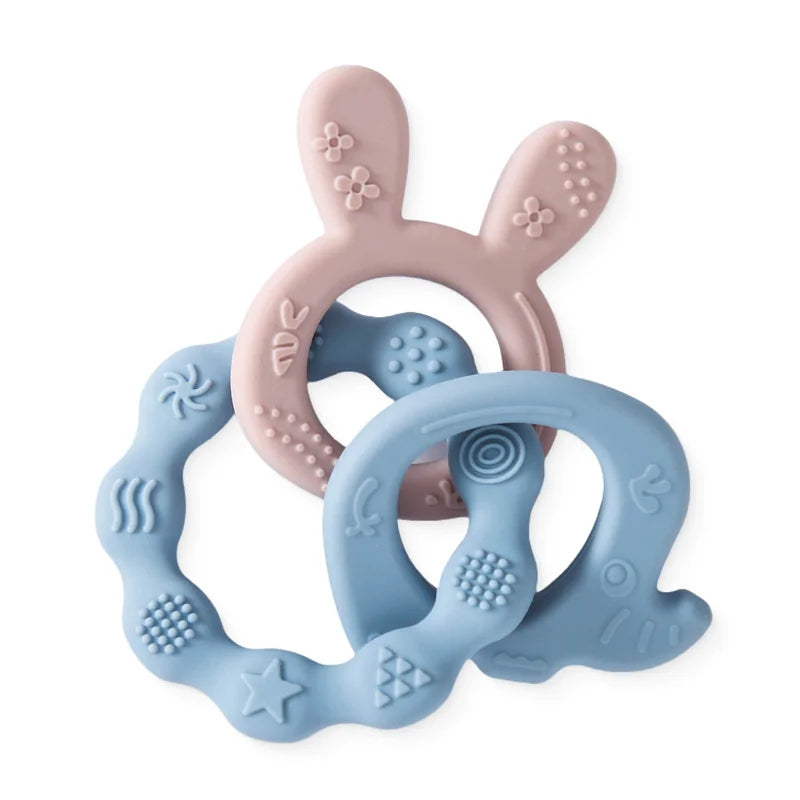 1Pc Baby Silicone Teether Ring - BPA-Free Rattles Bracelet, Food-Grade Cartoon Silicone Teething Toy, Newborn Baby Accessories