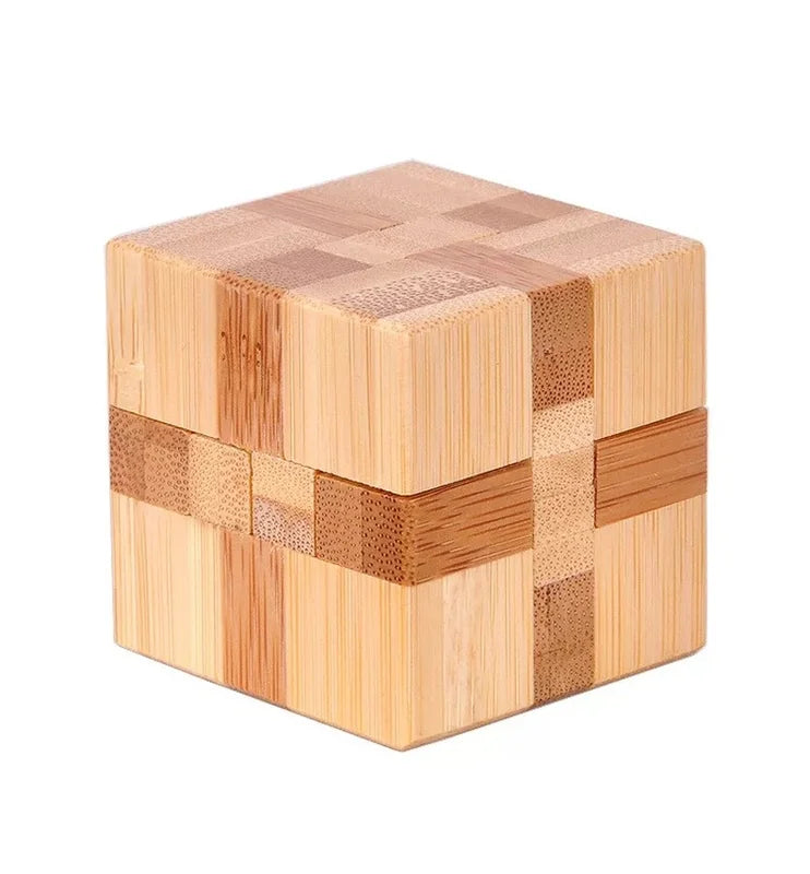 Kong Ming Lock 3D Wooden Brain Teaser Puzzle Interlocking Burr IQ Game for Adults & Kids