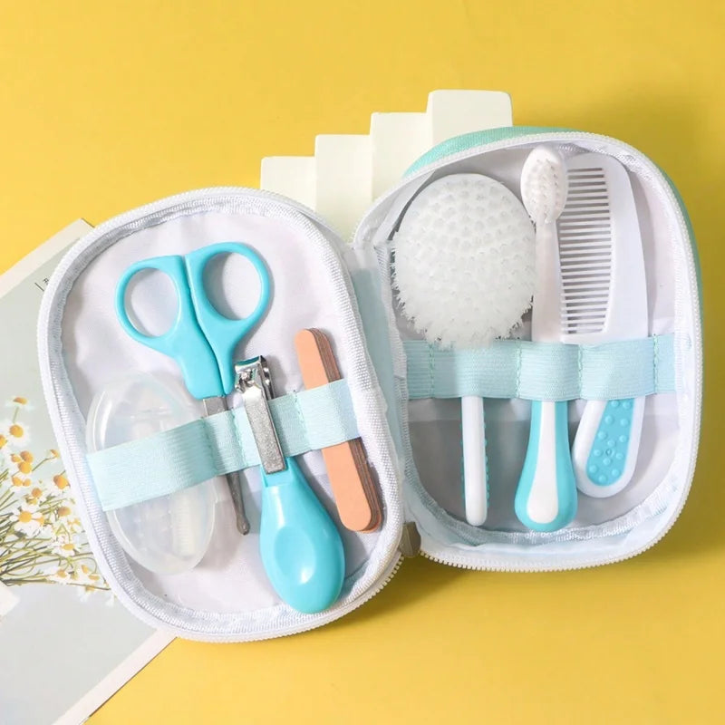 6-Piece Baby Care Kit – Nasal Aspirator, Nail Clipper, Brush, File, Comb & Scissors Set for Daily Cleaning and Care