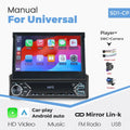 1-DIN 7" Retractable Car Stereo – Touch Screen MP5 Player with CarPlay