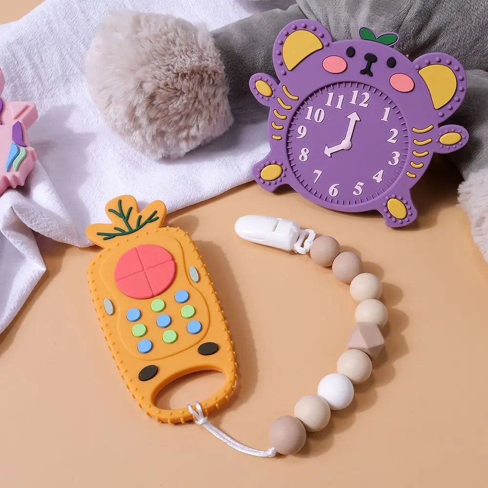 1Pc Baby Silicone Teether - Remote Control Shape, Rodent Gum Pain Relief, Sensory Educational Teething Toy for Kids