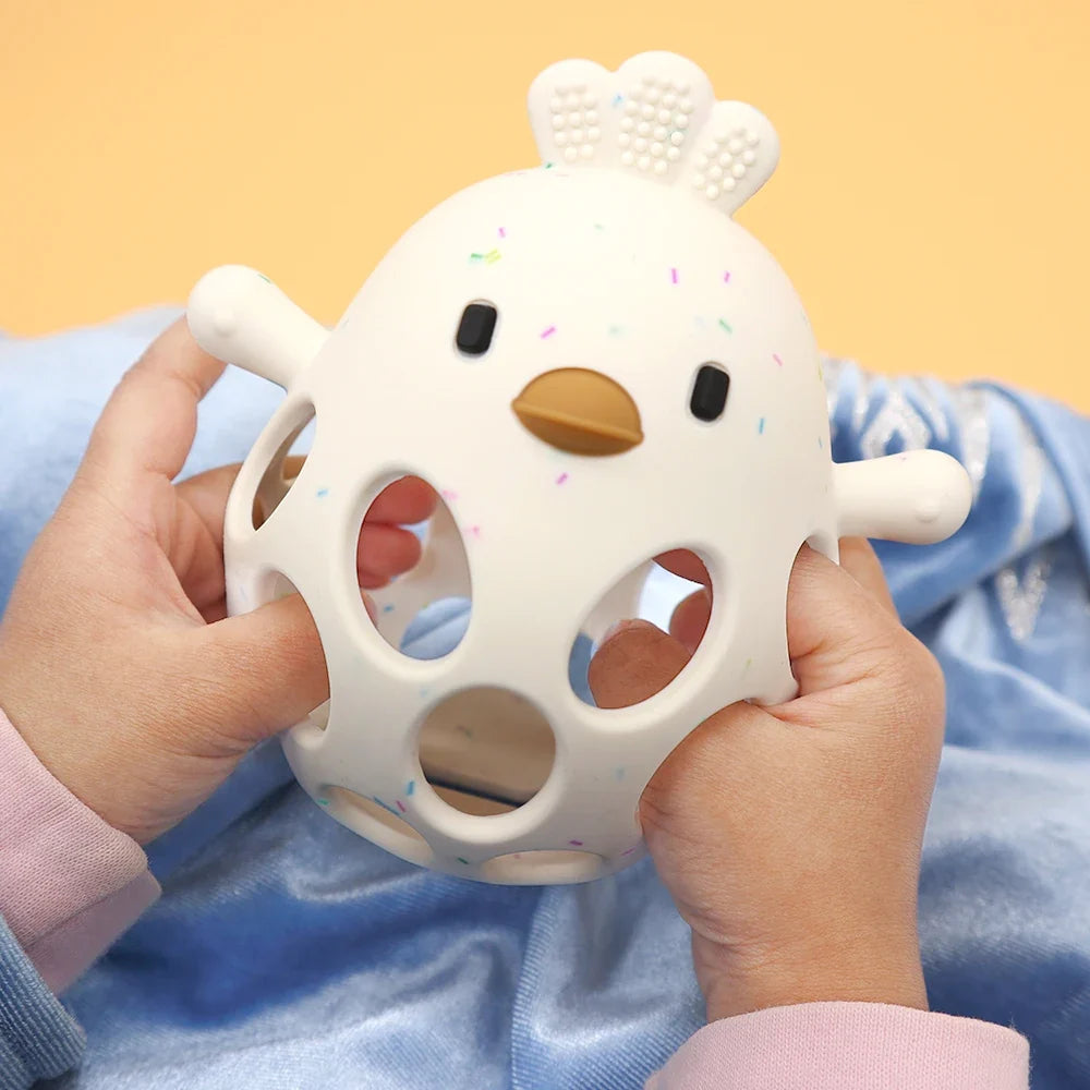 1Pcs Baby Teether Gloves - Cartoon Chick Shape Silicone Teether Toy, Dental Care for Gums, Anti-Eating Hand Molar, Baby Accessory