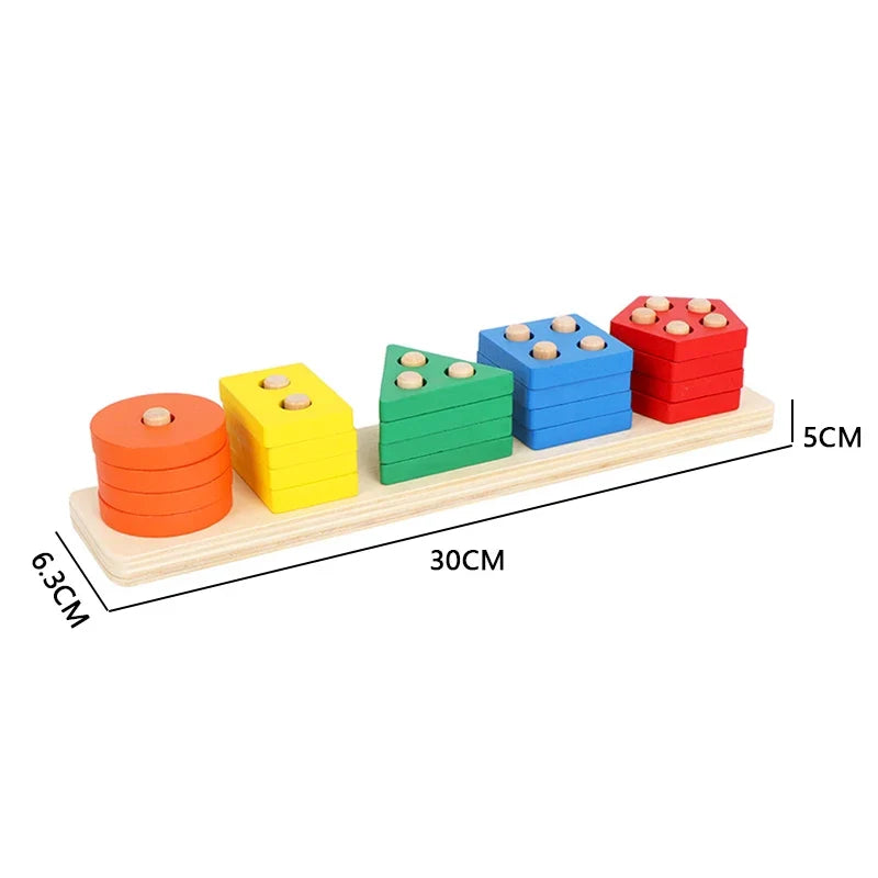 Montessori Wooden Sorting & Stacking Puzzle Toy for Toddlers Ages 3-6 - Fine Motor Preschool Learning