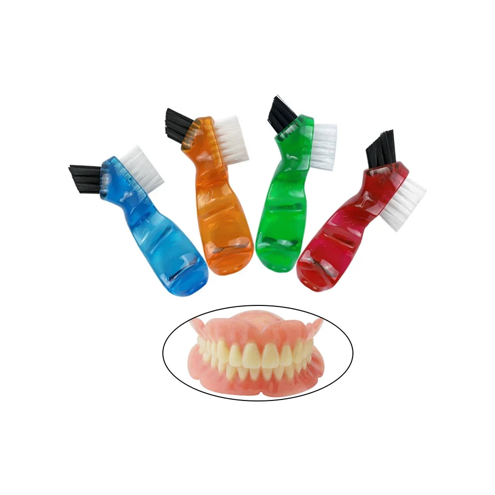 10PCS Mini Denture Cleaning Toothbrushes - False Teeth Brush with Ergonomic Rubber Handle & Multi-Layered Bristles Oral Care