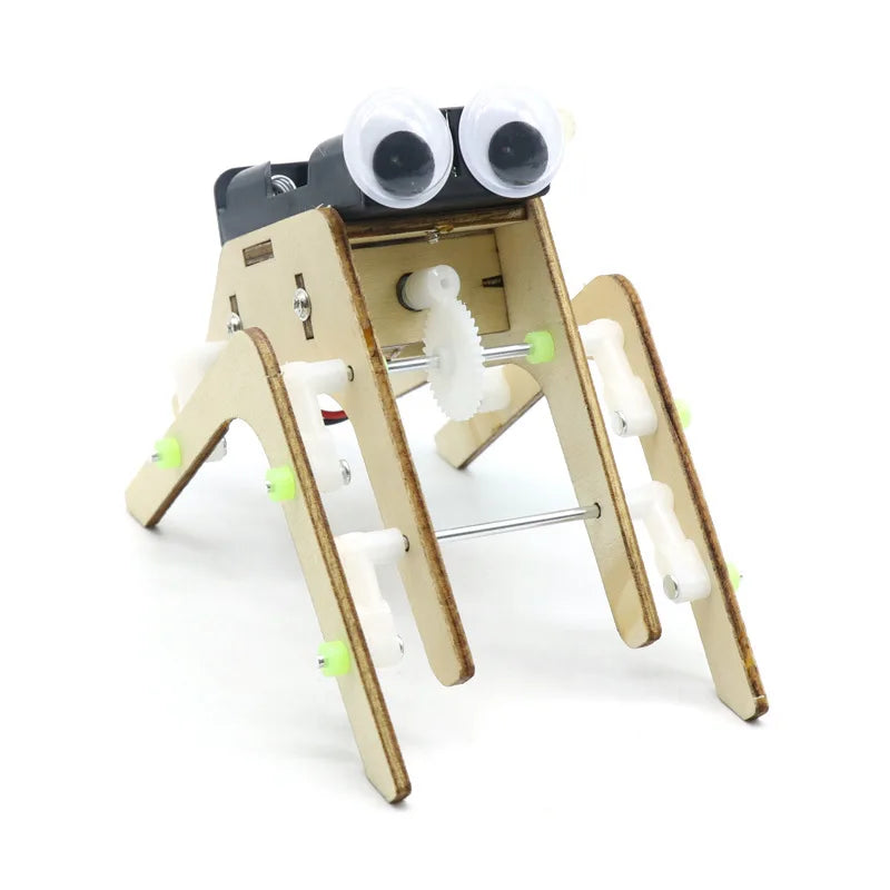 Walking Spider Robot - DIY Bionic Superhero Model, STEM Education Experiment Kit, Wooden Puzzle for Kids