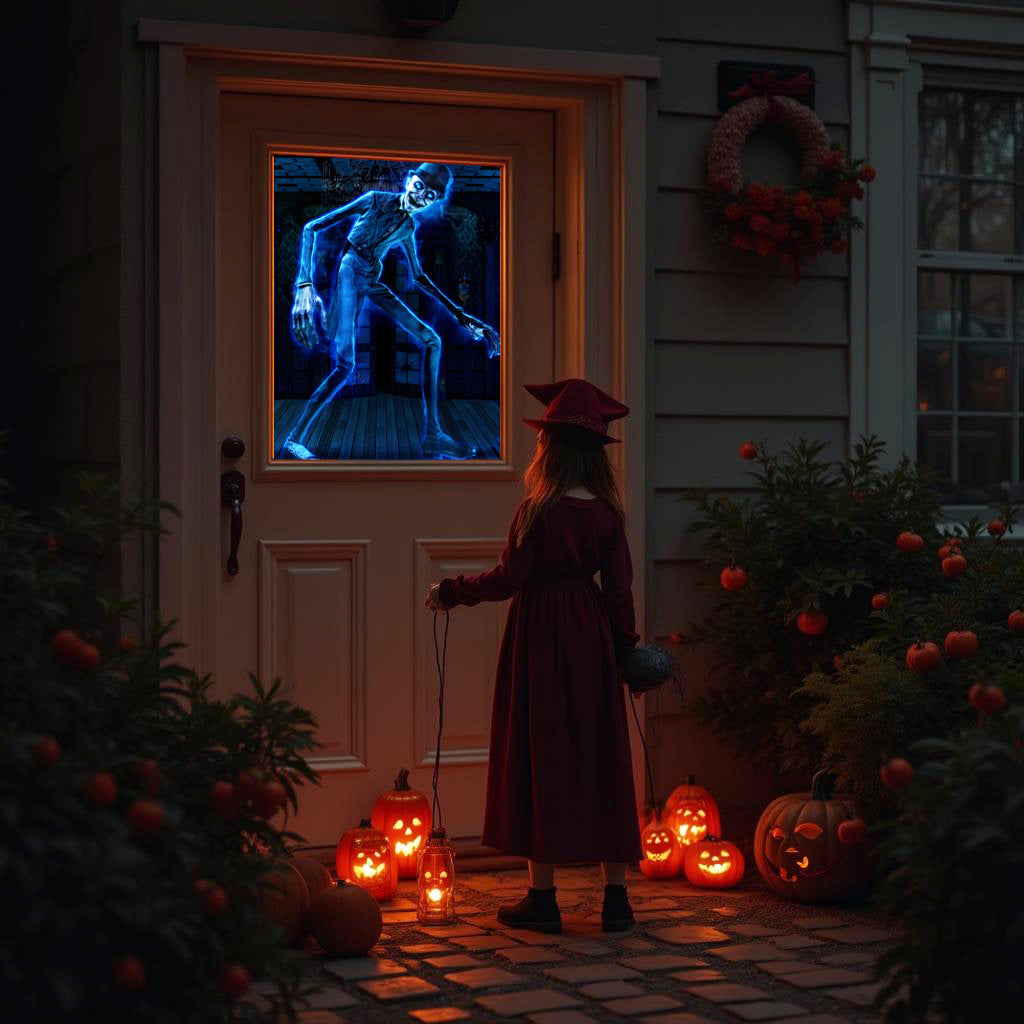 HoliScapes® USB Projector Kit - Spooky Halloween + Projector + 48" x 72" Projection Screen