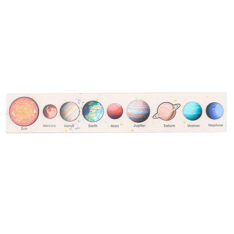 Montessori Wooden Solar System Puzzle 8 Planets Educational Toy for Kids Earth and Sun Learning Gift