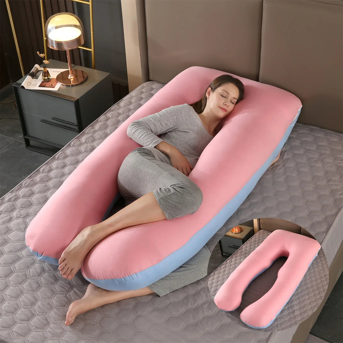 70x130CM Full Body Nursing Pregnancy Pillow - U-Shaped Maternity Pillow for Sleeping with Removable Cotton Cover (27.5x51 inches)