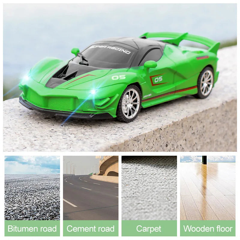1/18 RC Car with LED Lights and 2.4G Remote Control High-Speed Drift