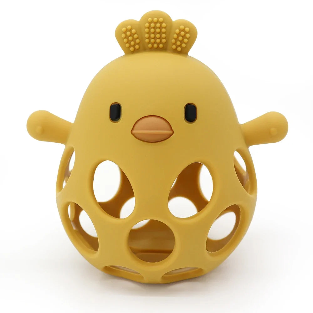 1Pcs Baby Teether Gloves - Cartoon Chick Shape Silicone Teether Toy, Dental Care for Gums, Anti-Eating Hand Molar, Baby Accessory