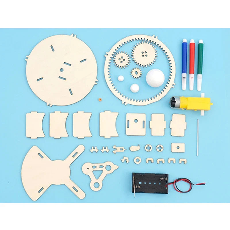 DIY Solar System Wooden Puzzle Kit – Sun Earth Moon Mechanical Planet Model STEM Science Toy for Kids