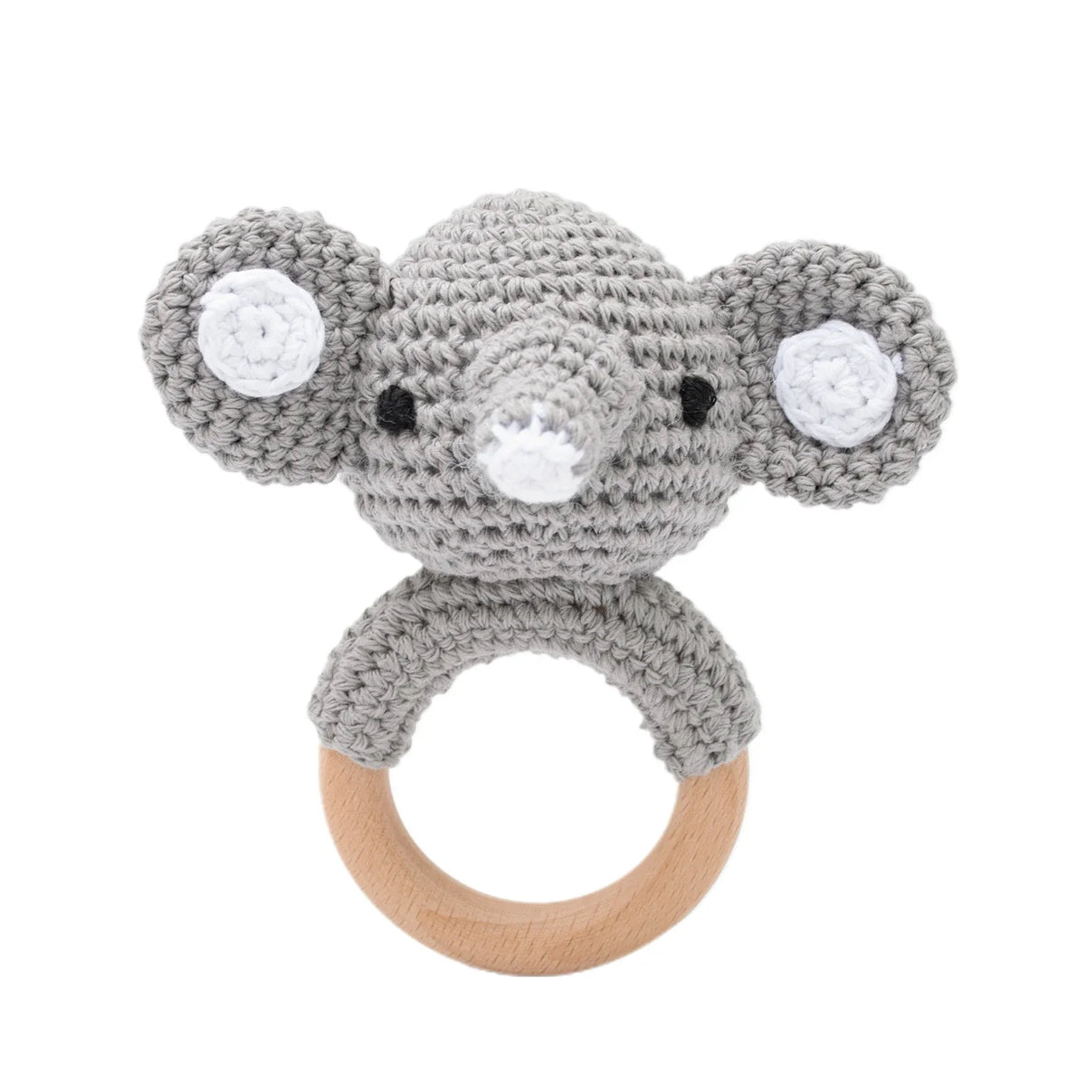 1pc Baby Teether Music Rattle - Animal Crochet Rattle, Elephant & Giraffe Wooden Ring, Babies Gym Montessori Children’s Toys
