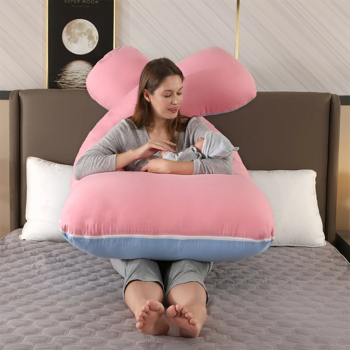 70x130CM Full Body Nursing Pregnancy Pillow - U-Shaped Maternity Pillow for Sleeping with Removable Cotton Cover (27.5x51 inches)