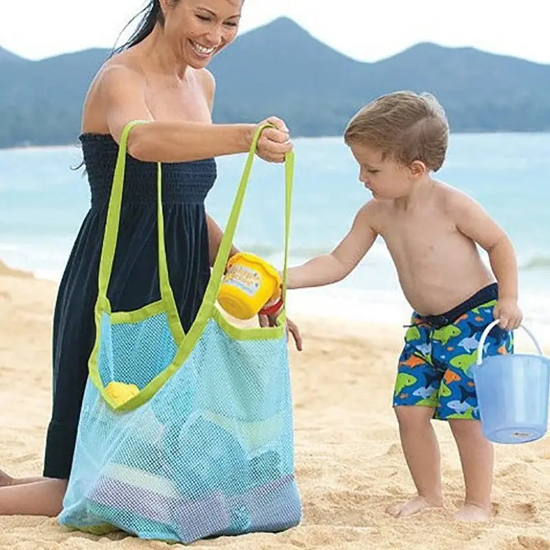 Portable Mesh Storage Bag for Kids Bath Toys and Beach Essentials Large Swimming Bag