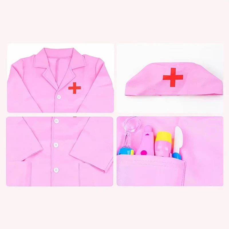 Kids Nurse Costume Pink – Children’s Nurse Role Play Uniform for Boys & Girls, Halloween Dress-Up