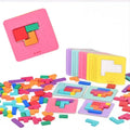 Montessori Tangram & Building Blocks 128-Piece Desktop Puzzle Battle Game for Kids – Color Shape Math Toy