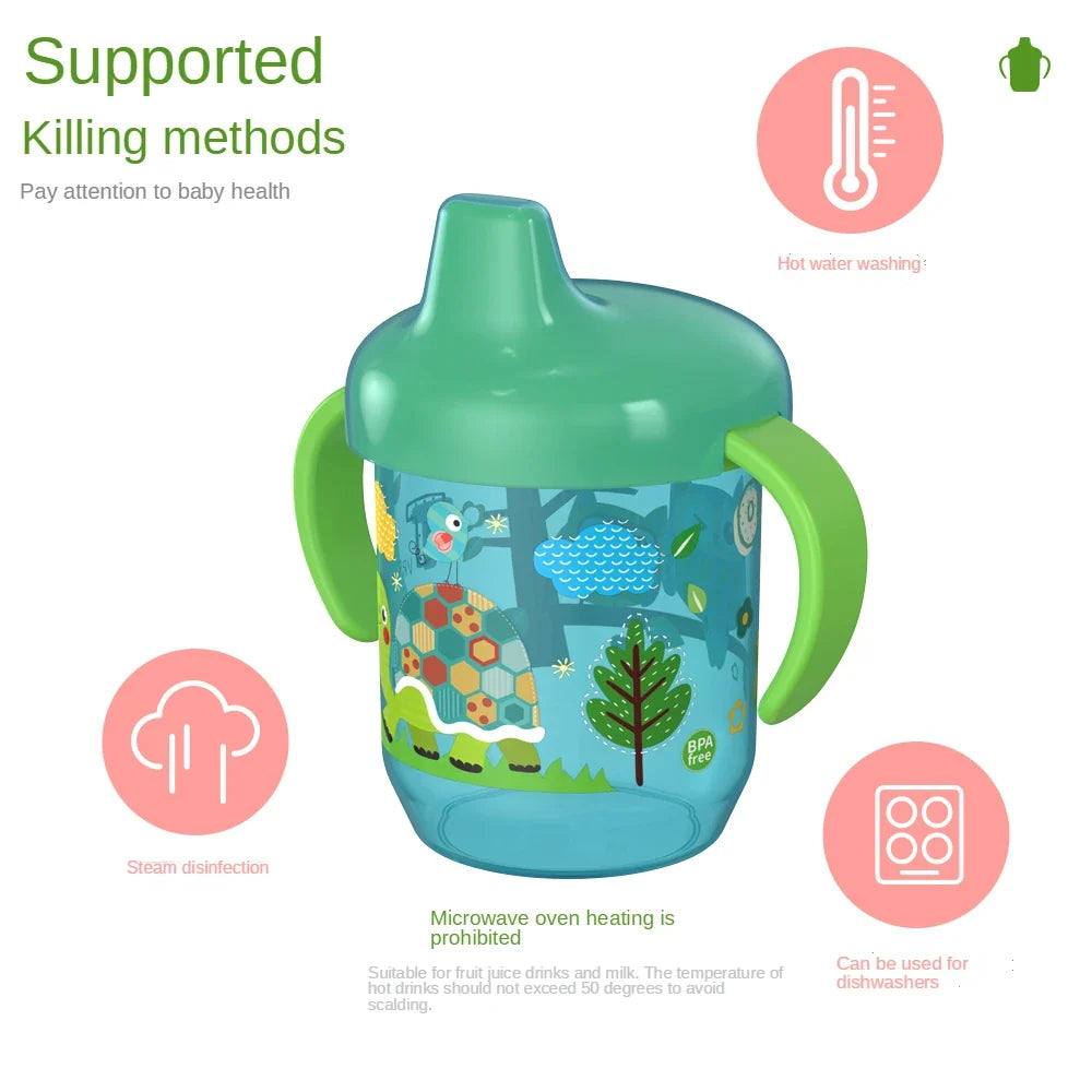 Cute Duckbill Baby Learning Drinking Cup with Double Handles, Flip Lid, BPA-Free, Leakproof Infants Water Bottle (270ml/9oz)