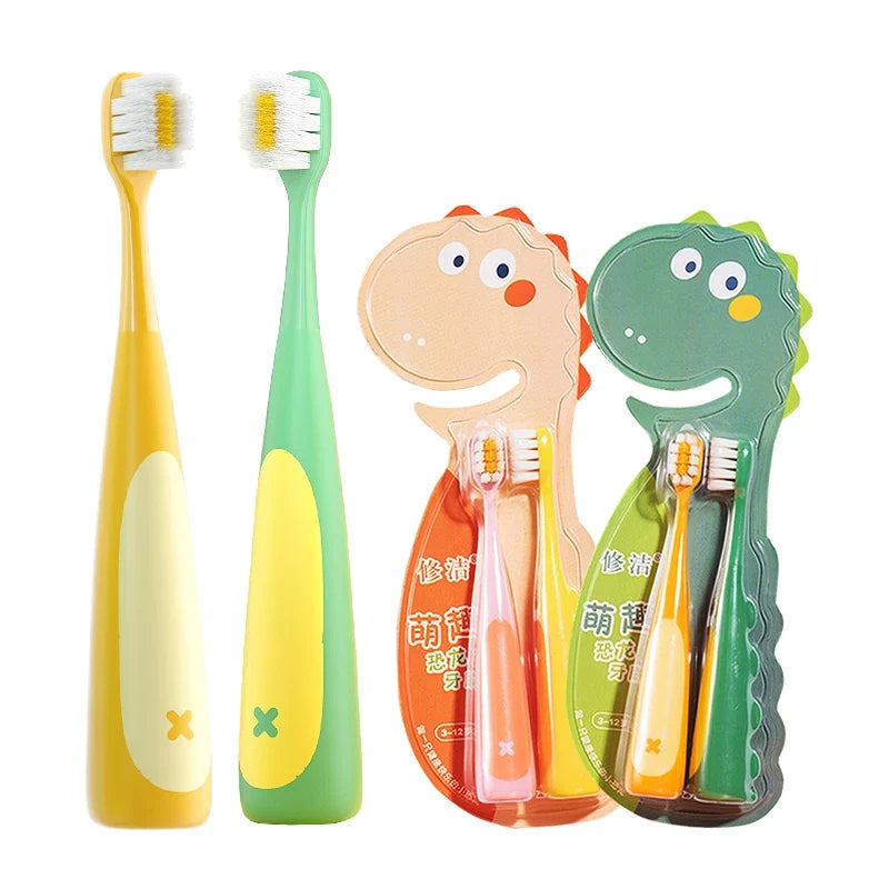 2/Box Dinosaur Toothbrush, Soft Bristle, High Density Brush Wire, Manual Toothbrush for Kids Oral Care