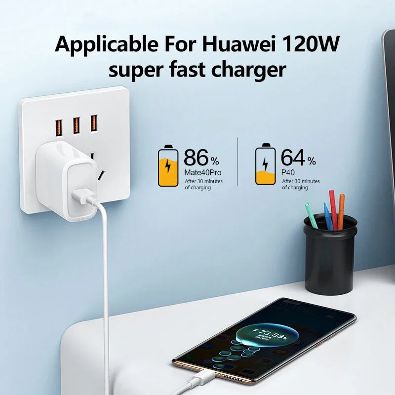 Android 120W 10A USB to Type C Cable Super Fast Charging Cable For Huawei P40 Honor Data Cord For Xiaomi Redmi 0.3/1M/1.5M/2M
