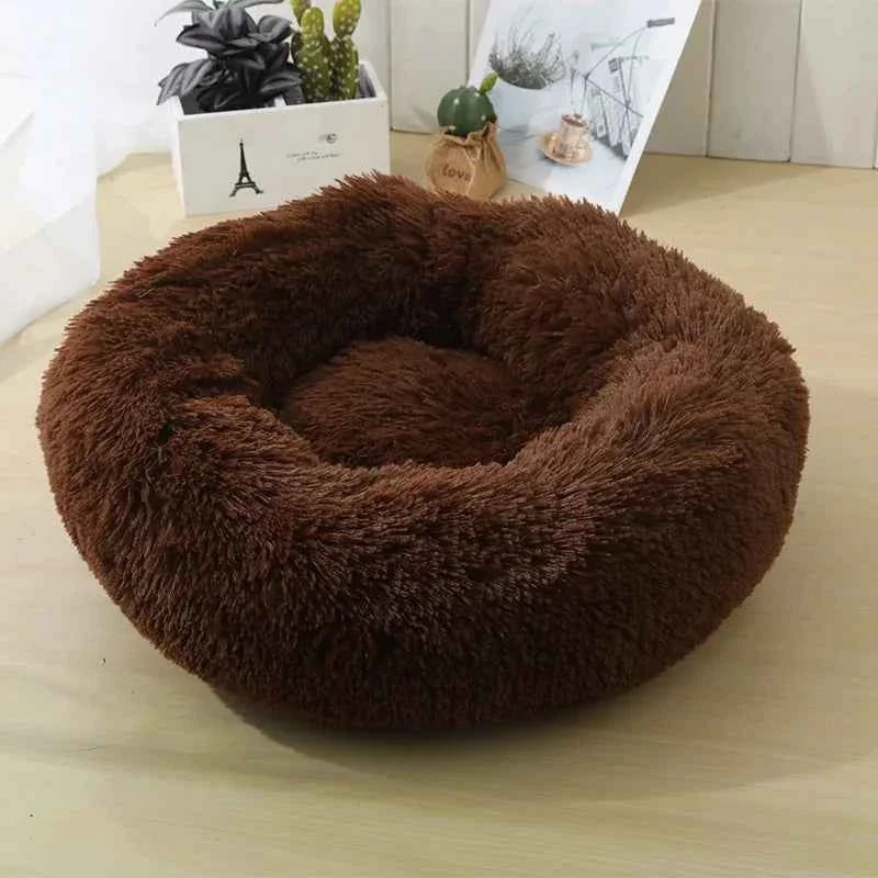 Calming Round Pet Bed: Plush Donut Cuddler for Dogs & Cats