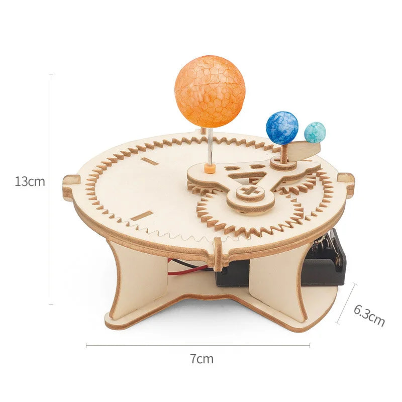 DIY Solar System Wooden Puzzle Kit – Sun Earth Moon Mechanical Planet Model STEM Science Toy for Kids