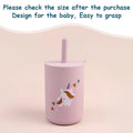 TYRY.HU 1Pc Baby Feeding Straw Cup, Cartoon Learning Feeding Cup, Food Grade Silicone Toddler Water Bottle, BPA Free Tableware