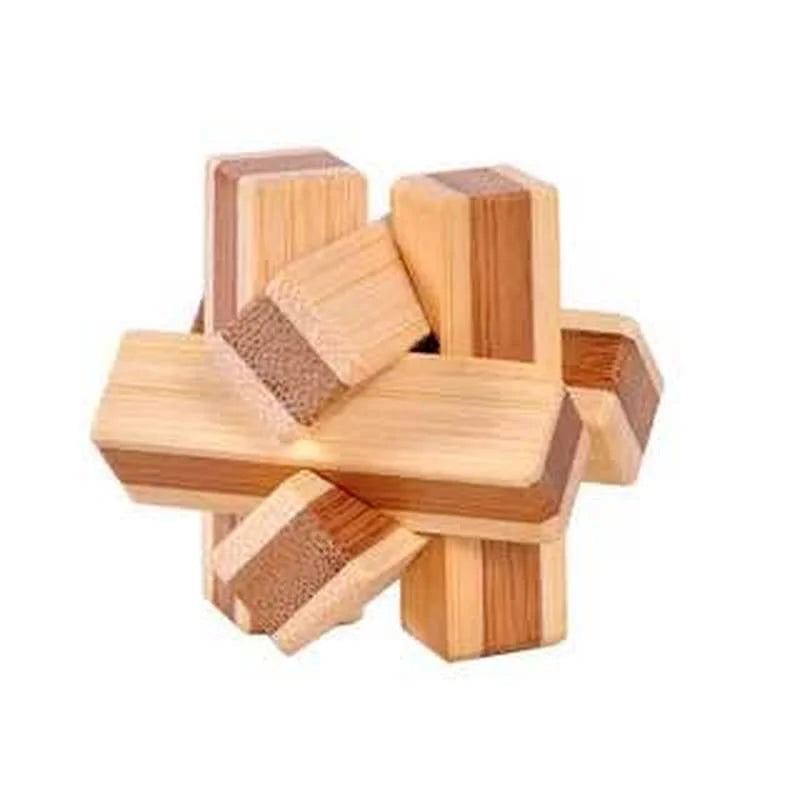 Kong Ming Lock 3D Wooden Brain Teaser Puzzle Interlocking Burr IQ Game for Adults & Kids