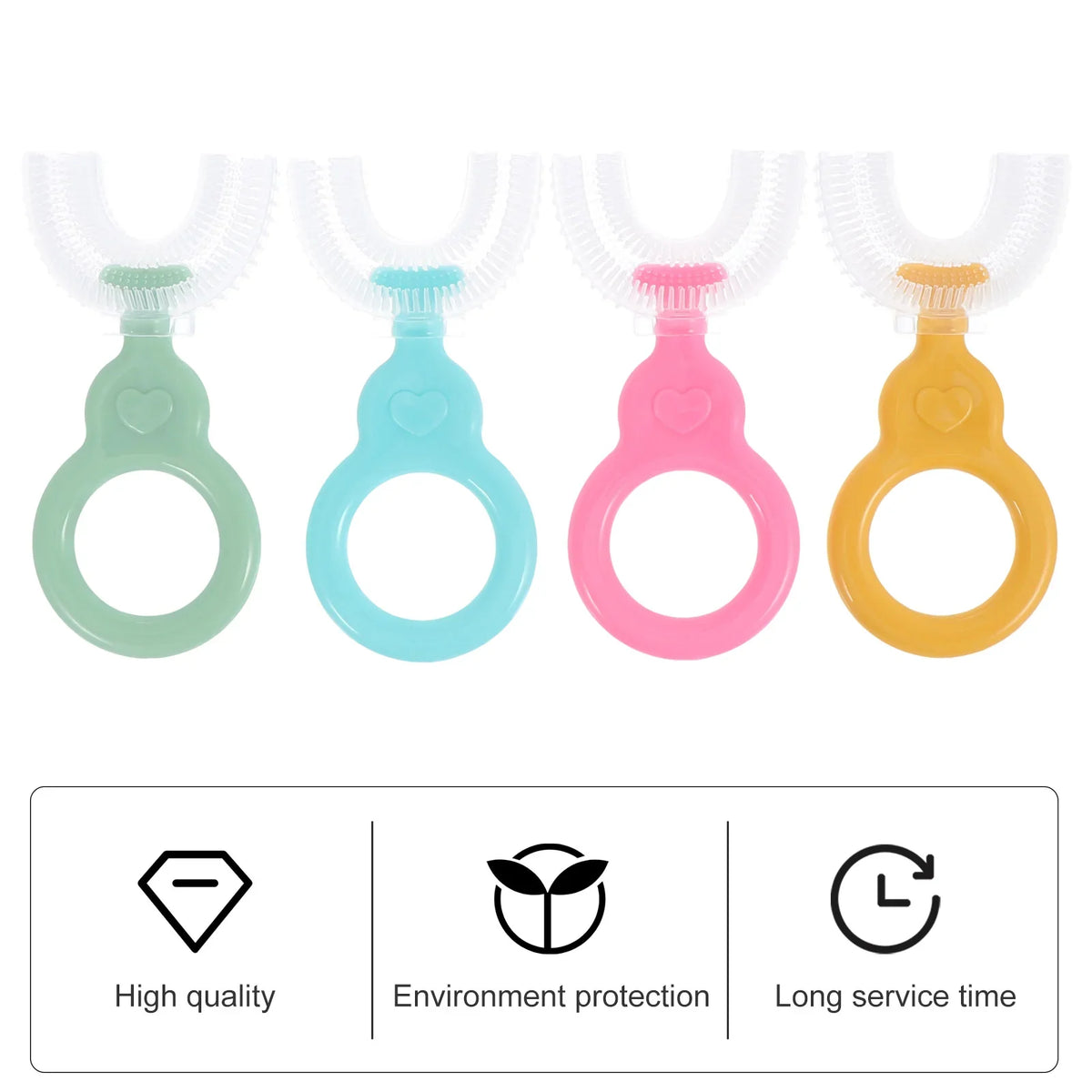 4 Pcs Children Toothbrush Manual, U Shape Handheld Brush, Silica Gel Teeth Brush for Baby, Kids Oral Hygiene