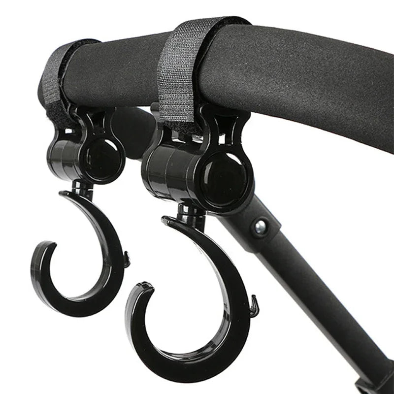 2-Pack Universal Stroller Hooks - Heavy-Duty Pram & Diaper Bag Hangers, Carabiner Clips for Trolleys