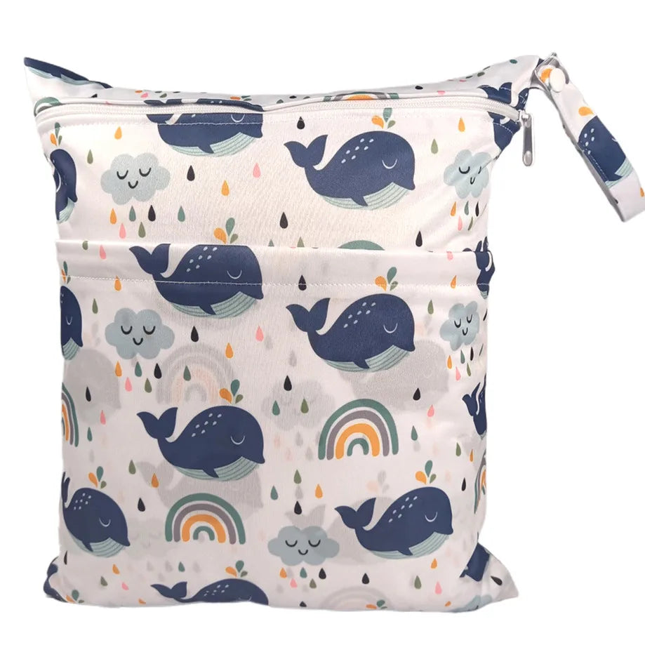 [Sigzagor] Waterproof Wet Dry Bag – Reusable Baby Diaper & Nappy Storage with Two Zippers (36cm x 29cm | 14.2in x 11.4in)