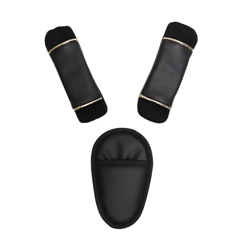Adjustable 3-Piece Baby Car Seat Belt Cushion Set Stroller Shoulder Strap Covers & Crotch Pad