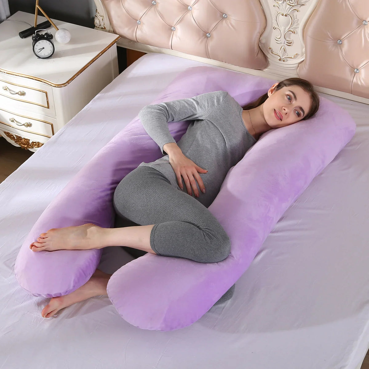 70x130CM Full Body Nursing Pregnancy Pillow - U-Shaped Maternity Pillow for Sleeping with Removable Cotton Cover (27.5x51 inches)