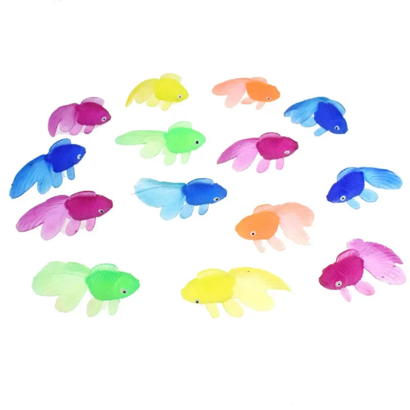 10Pcs Soft Rubber Goldfish Bath Toys – Mini Floating Fish for Toddlers