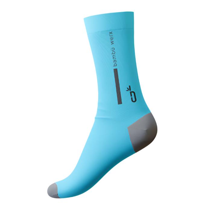 Bamboo Performance Socks – Mid-Calf, Vertical Stripe/Logo