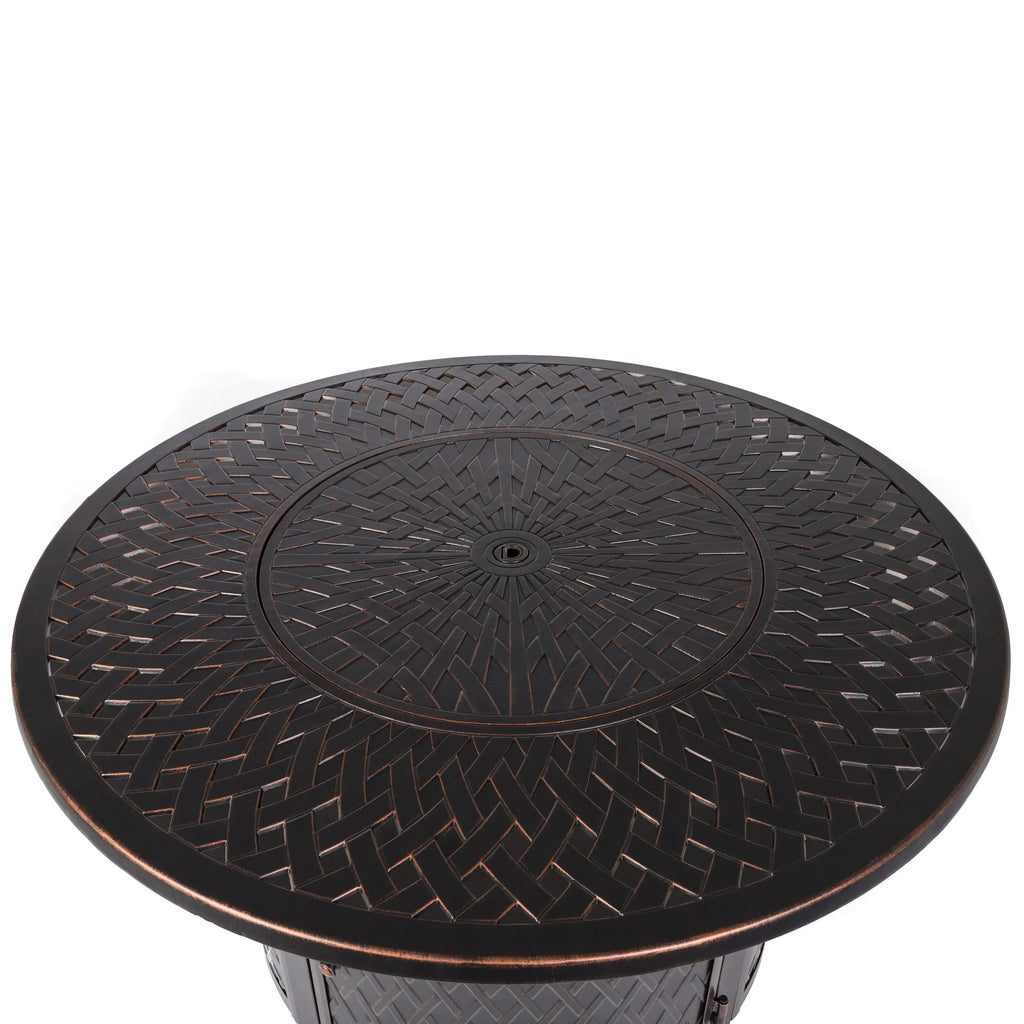 Verona 44" Round Woven Aluminum Convertible Gas Fire Pit Table