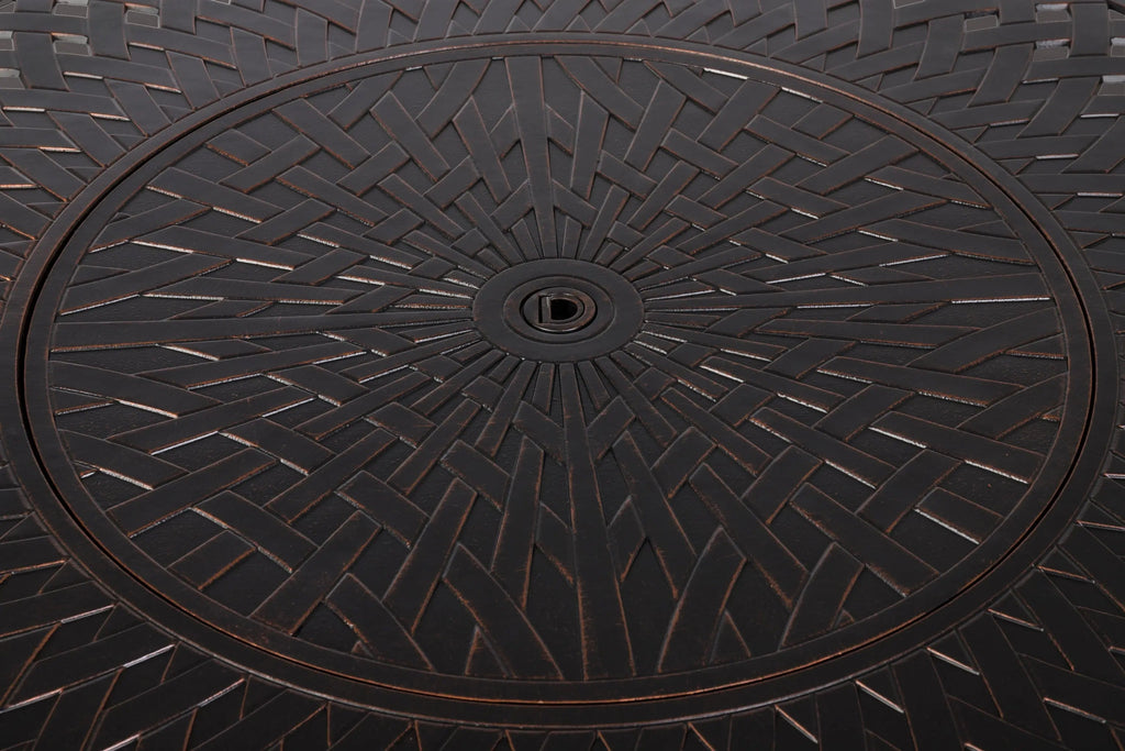 Verona 44" Round Woven Aluminum Convertible Gas Fire Pit Table