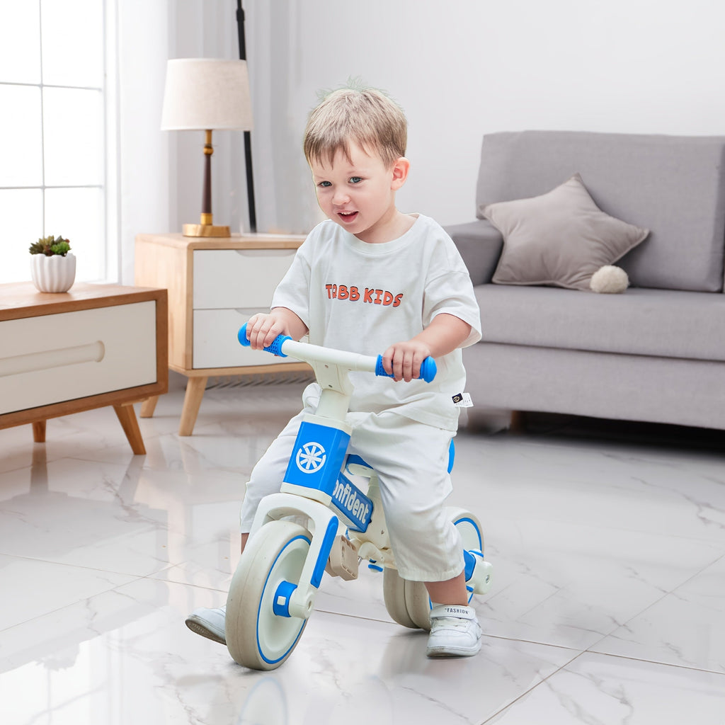 5-in-1 Toddler Balance Bike & Tricycle for 1-3 Years — Removable Pedals, Steering Push Handle, Adjustable Convertible Ride-On (Blue)