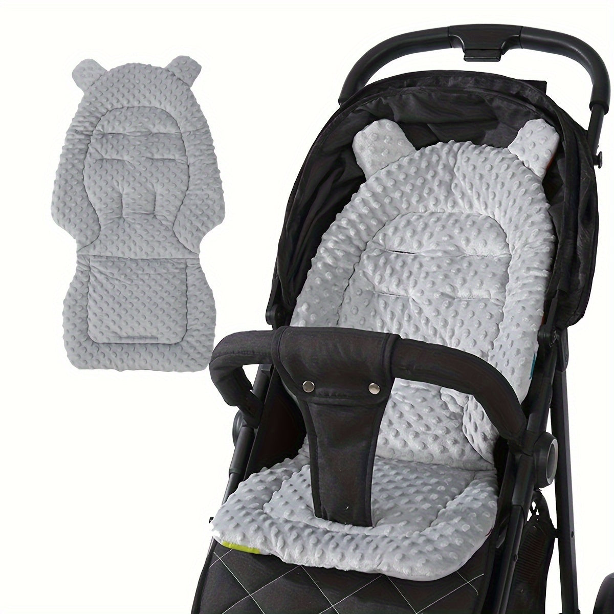 1-Pack Plush Stroller Liner – Universal Fit Breathable Polyester Stroller Seat Cover (Grey/Blue/Pink)