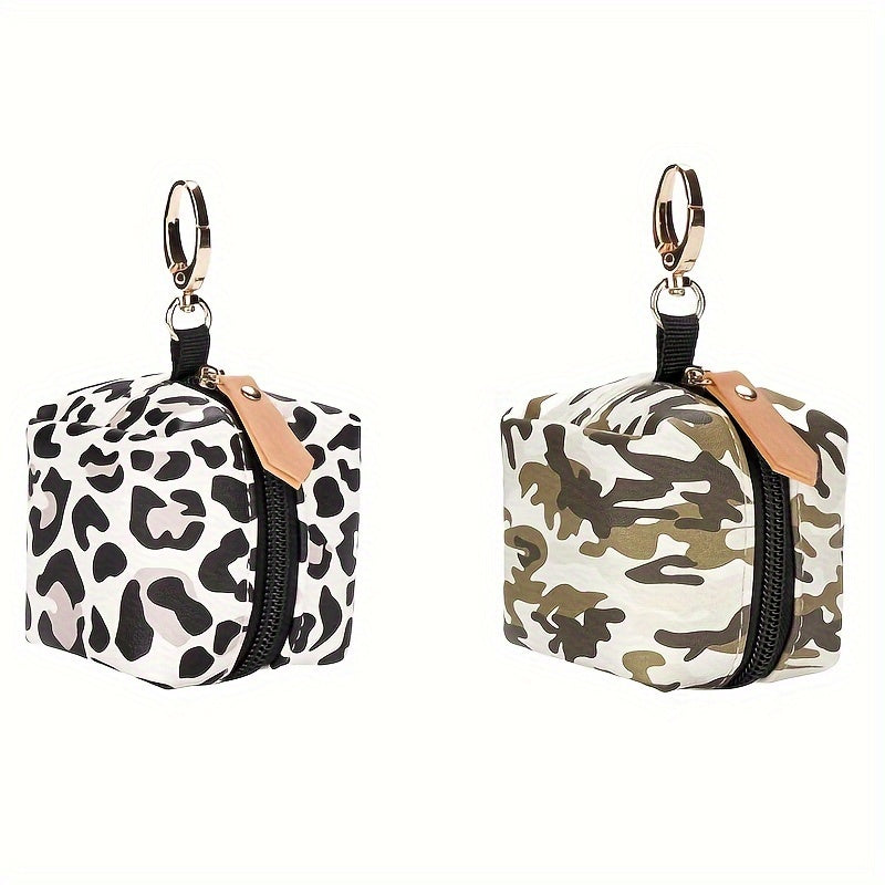 2-Pack Waterproof PU Pacifier Pouch with Keychain Hook - Zip Pocket Stroller & Mommy Bag Organizer