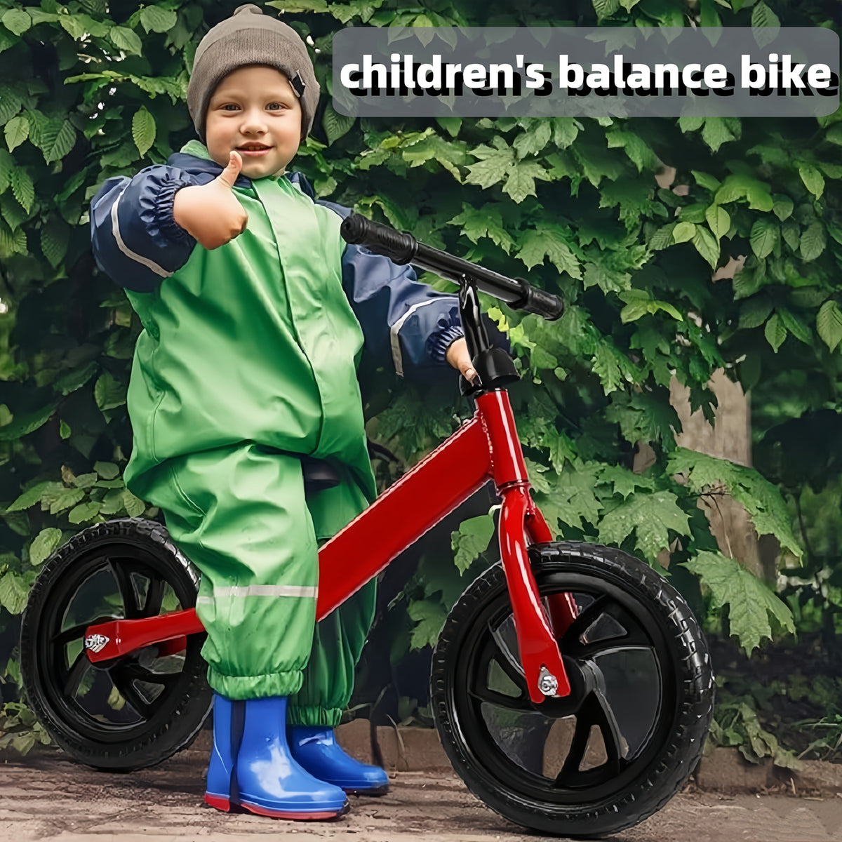 12-Inch Kids Balance Bike & Toddler Pedal-Less Scooter Baby Walker, Red