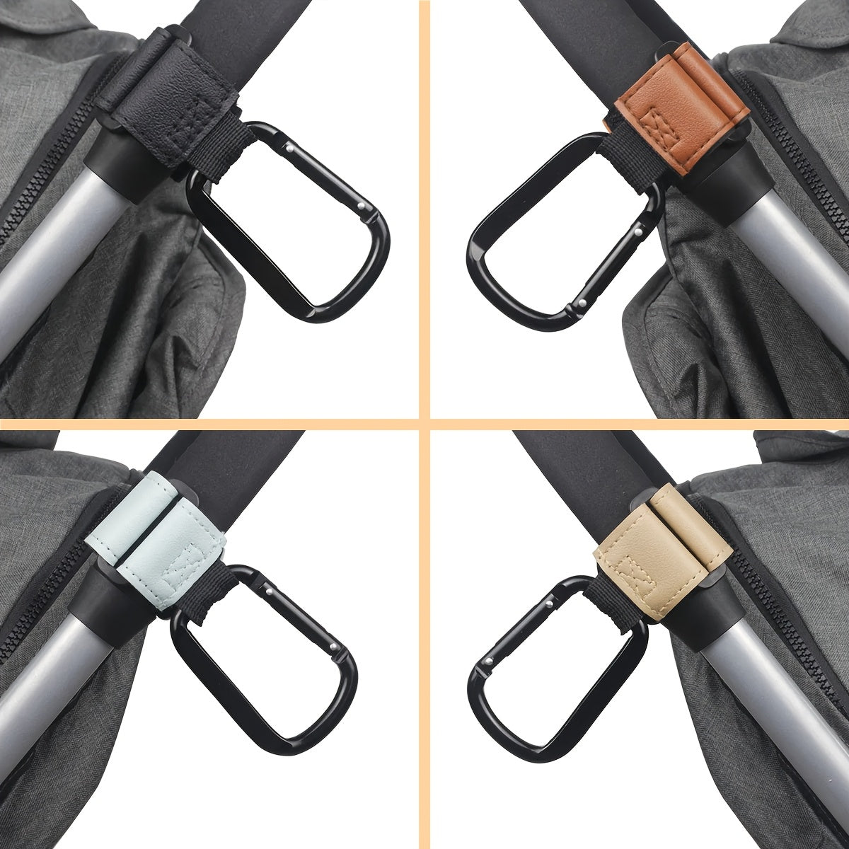 Universal Stroller Hooks & Clips for Bags — Non-Slip One-Hand Opening | Stroller, Bike & EV Accessory