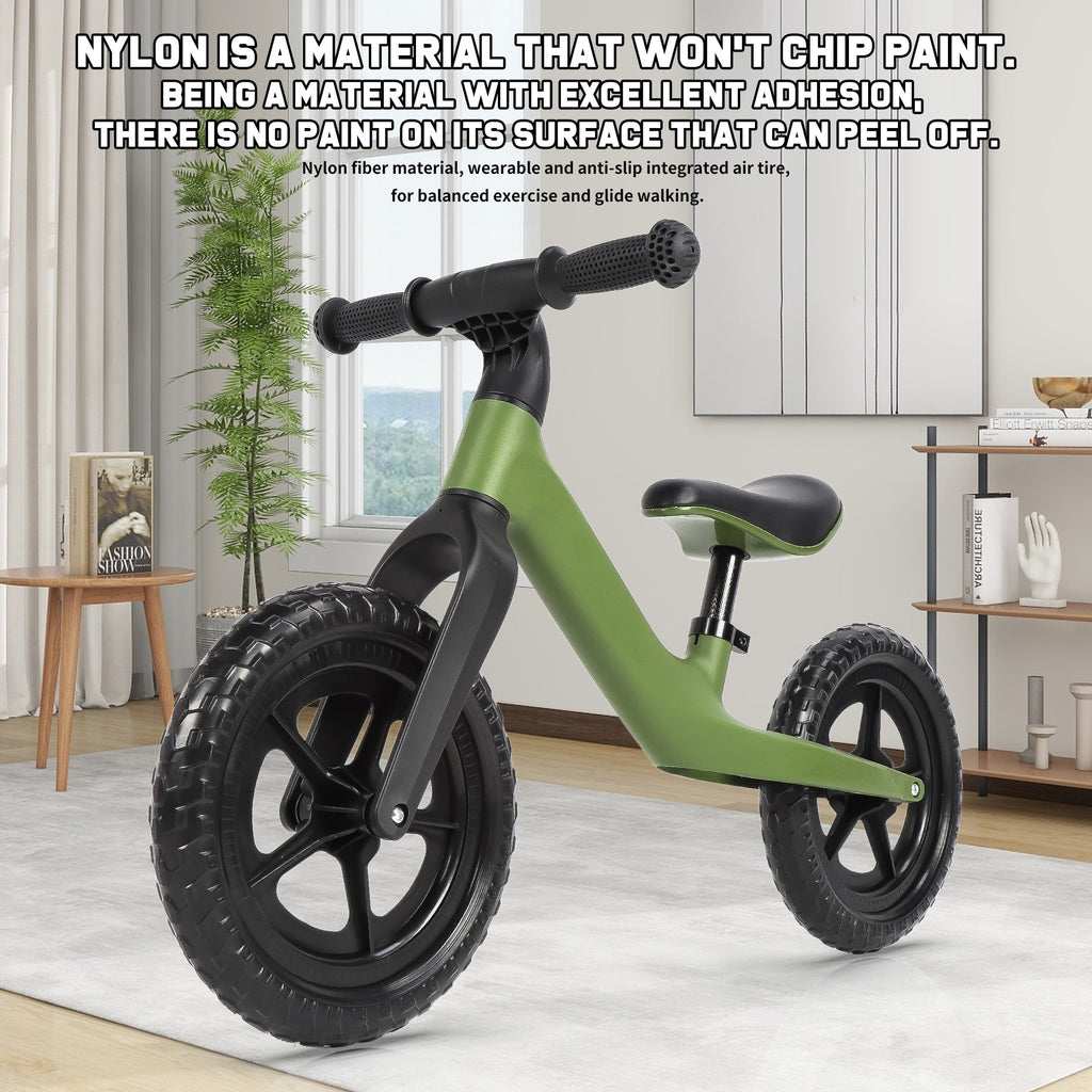 12-Inch (30 cm) Kids Balance Bike for 3+ Years — No-Pedal Toddler Training Bike, Lightweight Carbon Steel Frame, Adjustable Seat & U-Brake, 110 lb Capacity