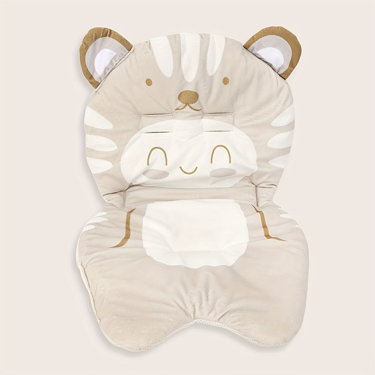 Stroller Seat Cushion with Cute Lion Face – Soft Breathable Car-Seat Style Insert, Universal Fit for Travel Strollers, Grey