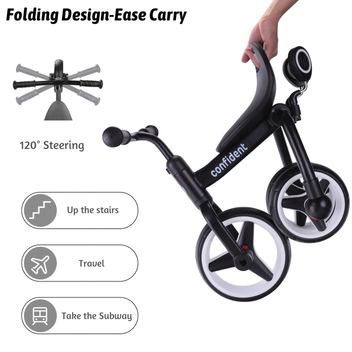 4-in-1 Toddler Tricycle & Balance Bike (Ages 2+) — Foldable with Removable Pedals, Training Wheels & Push Handle — Unisex Kids Ride-On