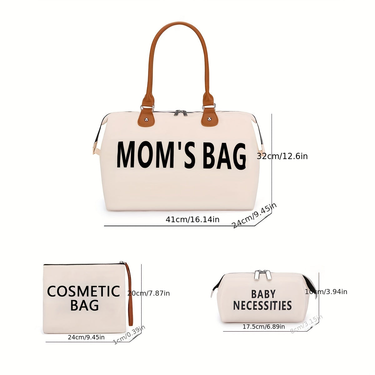 3-Piece Set Large Capacity Multifunctional Travel Bags – Waterproof & Portable Diaper Bag for Moms