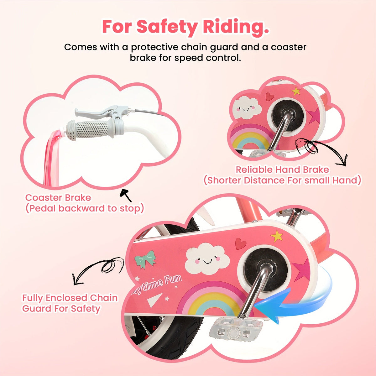 12-Inch Kids Bike for Ages 2-5 - Pink Toddler Bicycle with Training Wheels, Basket & Hand Brake
