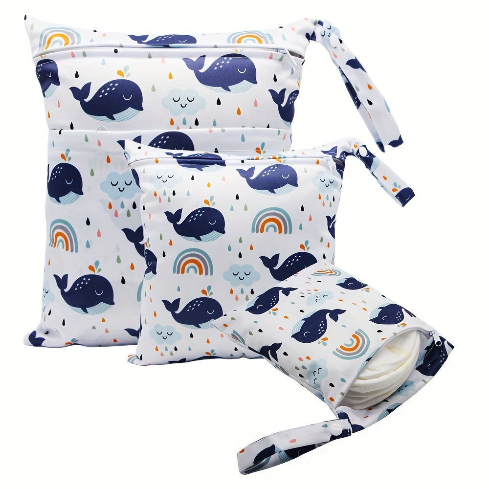 Asenappy 3pcs Waterproof Diaper Bags – Reusable Wet/Dry Cloth Diaper and Breast Pump Organizer