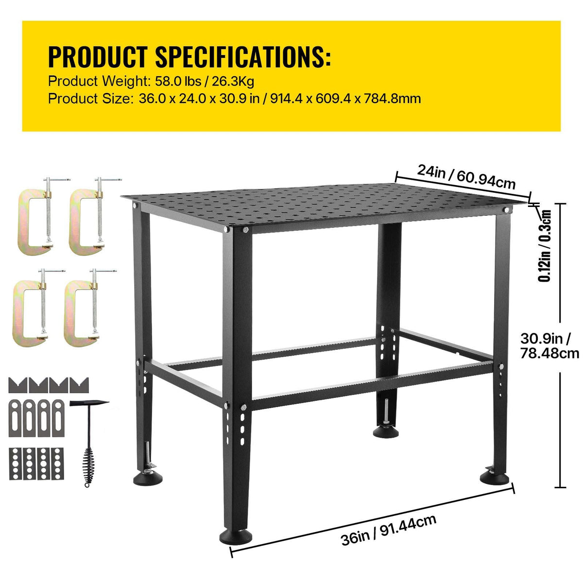 Welding Table 36" x 24" 800LBS Capacity Workbench Table