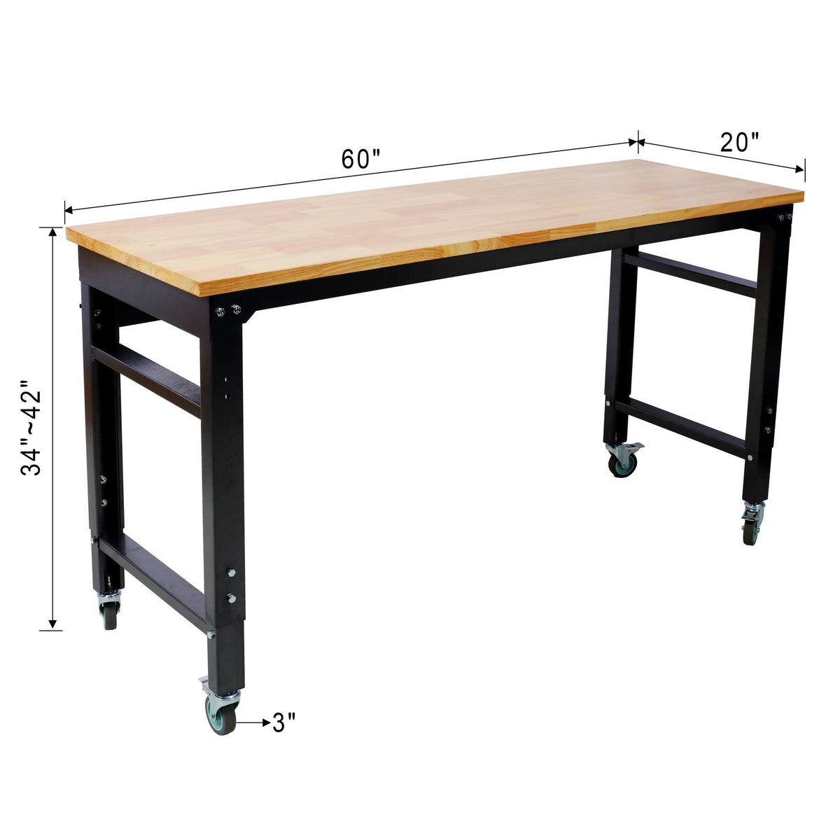 Workbench - 60" Wide Rolling Workbenches with Adjustable Height